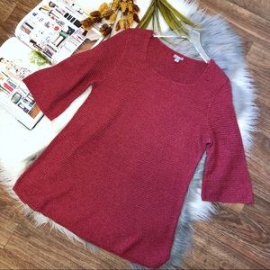 J. Jill Berry Square Neck Half Bell Sleeve Sweater